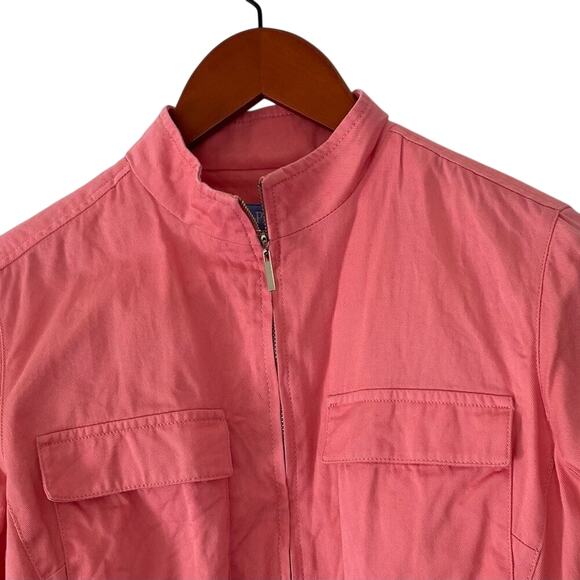 VTG Y2K Pink Cotton Evan-Picone Moto/Utility Style Zip Up Jacket, Size S - Picture 2 of 12